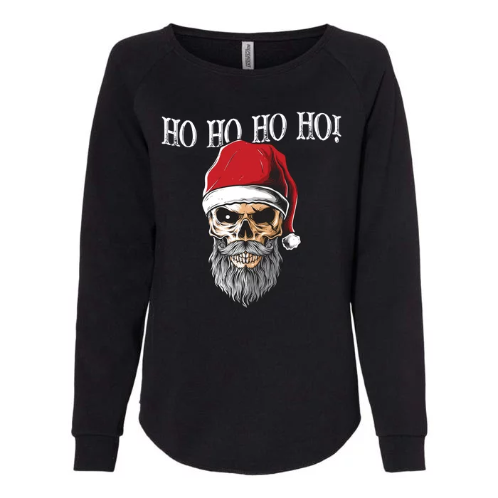 Ho Ho Ho Skeleton Bearded Skull Santa Womens California Wash Sweatshirt