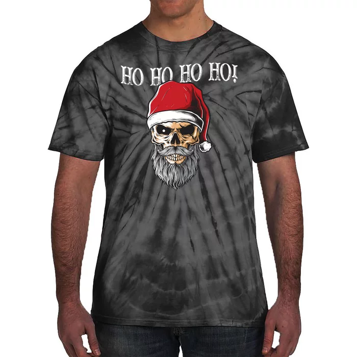 Ho Ho Ho Skeleton Bearded Skull Santa Tie-Dye T-Shirt