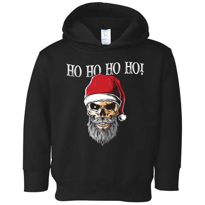 Ho Ho Ho Skeleton Bearded Skull Santa Toddler Hoodie