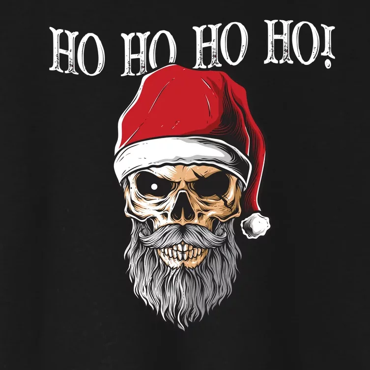 Ho Ho Ho Skeleton Bearded Skull Santa Women's Crop Top Tee