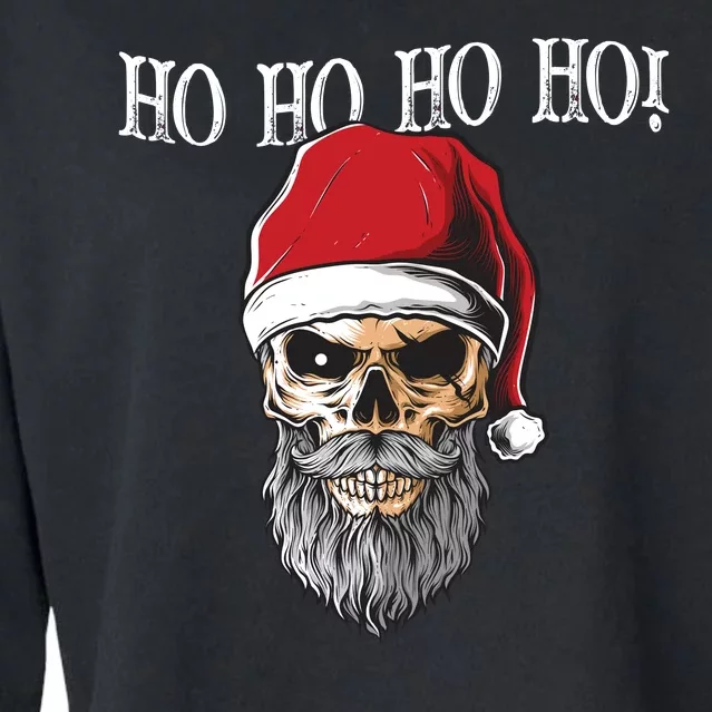 Ho Ho Ho Skeleton Bearded Skull Santa Cropped Pullover Crew