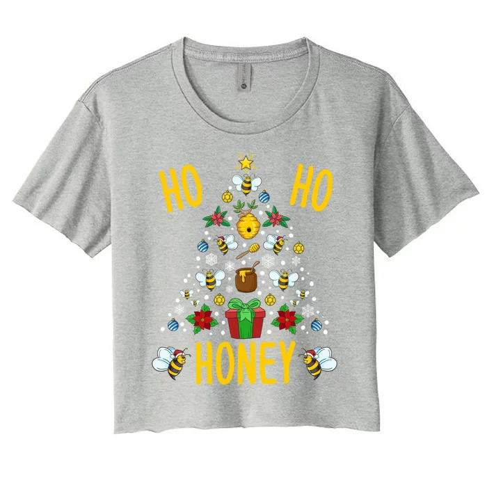 Ho Ho Honey Bees Beekeeping Christmas Beekeeper Gift Women's Crop Top Tee