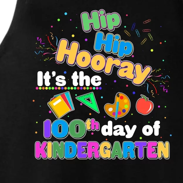 Hip Hip Hooray It's The 100th Day Of Kindergarten Ladies Tri-Blend Wicking Tank