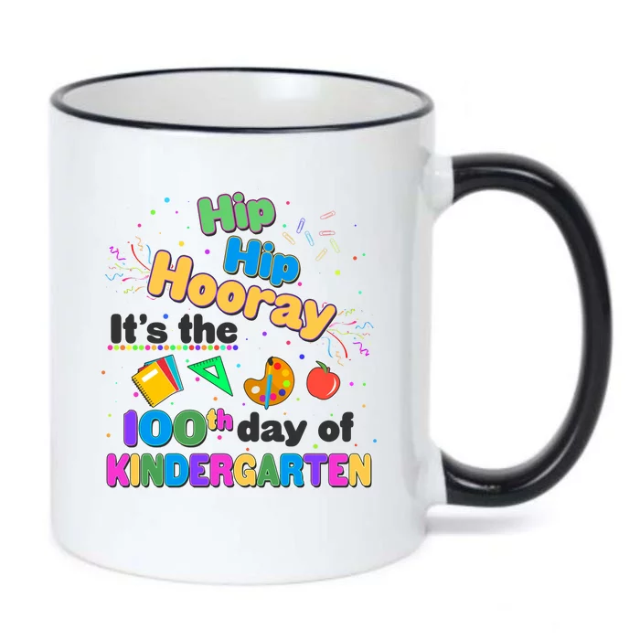 Hip Hip Hooray It's The 100th Day Of Kindergarten Black Color Changing Mug