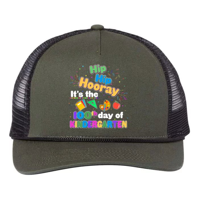 Hip Hip Hooray It's The 100th Day Of Kindergarten Retro Rope Trucker Hat Cap