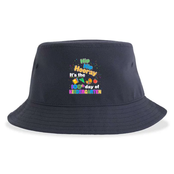 Hip Hip Hooray It's The 100th Day Of Kindergarten Sustainable Bucket Hat