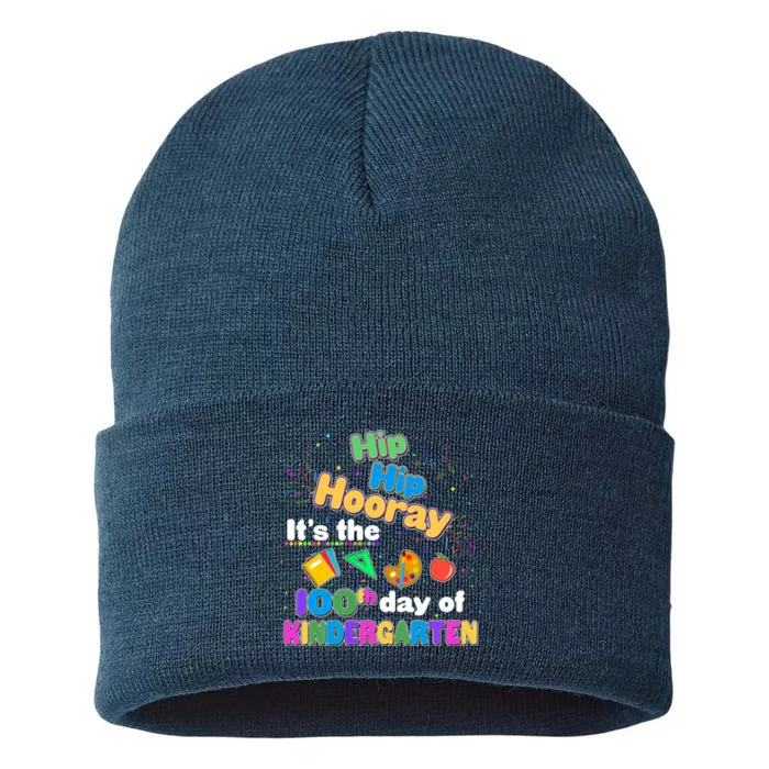 Hip Hip Hooray It's The 100th Day Of Kindergarten Sustainable Knit Beanie