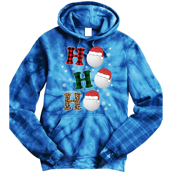 Ho Ho Ho Funny Santa Claus Golf Lovers Christmas Plaid Meaningful Gift Tie Dye Hoodie