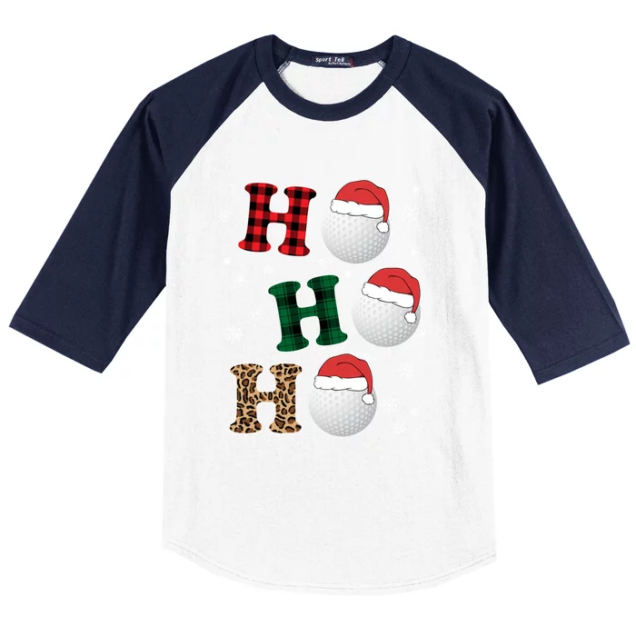 Ho Ho Ho Funny Santa Claus Golf Lovers Christmas Plaid Meaningful Gift Baseball Sleeve Shirt