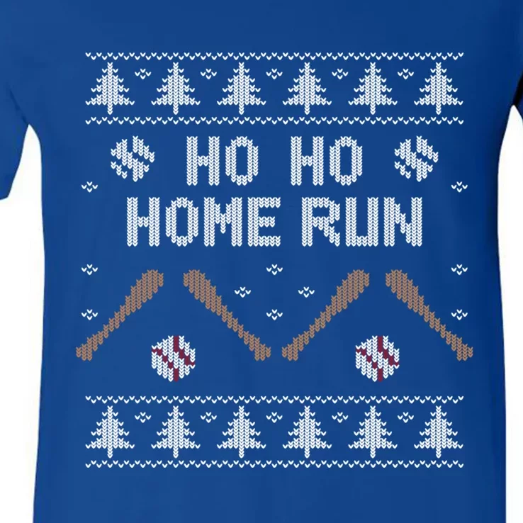 Ho Ho Home Run Funny Ugly Christmas Baseball Lover Cool Gift V-Neck T-Shirt