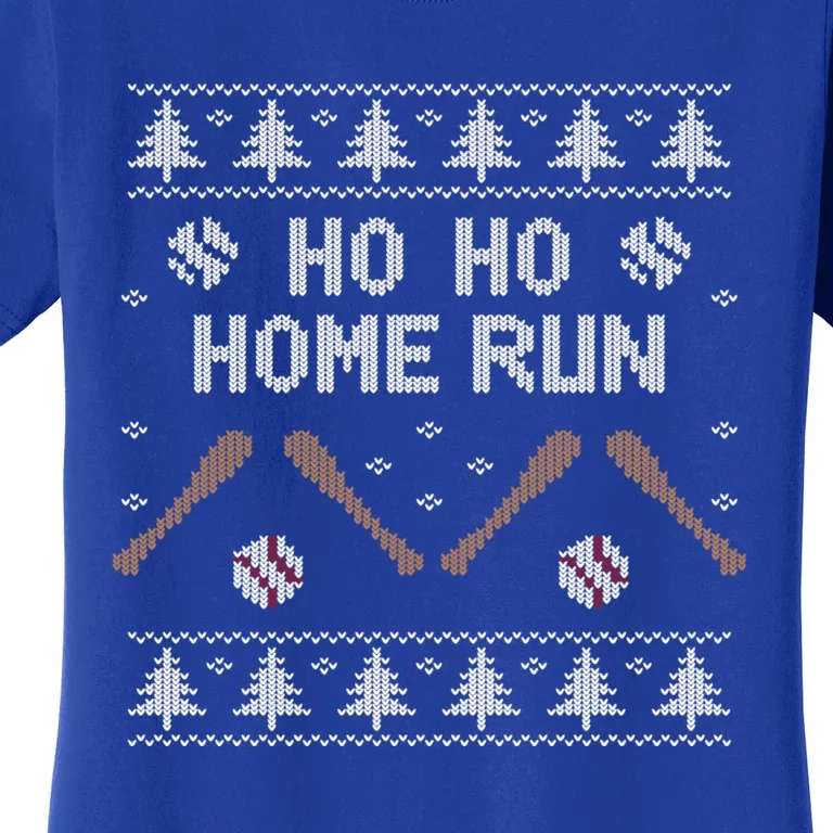 Ho Ho Home Run Funny Ugly Christmas Baseball Lover Cool Gift Women's T-Shirt