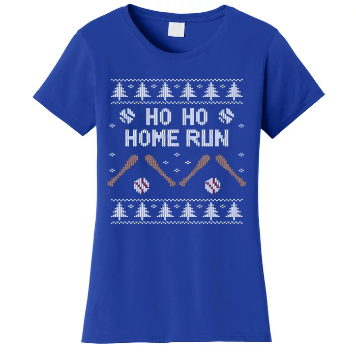 Ho Ho Home Run Funny Ugly Christmas Baseball Lover Cool Gift Women's T-Shirt