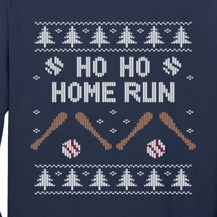 Ho Ho HOME Run Funny Ugly Christmas Baseball lover Tall Long Sleeve T-Shirt