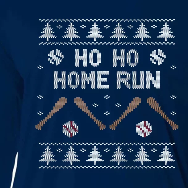 Ho Ho HOME Run Funny Ugly Christmas Baseball lover Cooling Performance Long Sleeve Crew