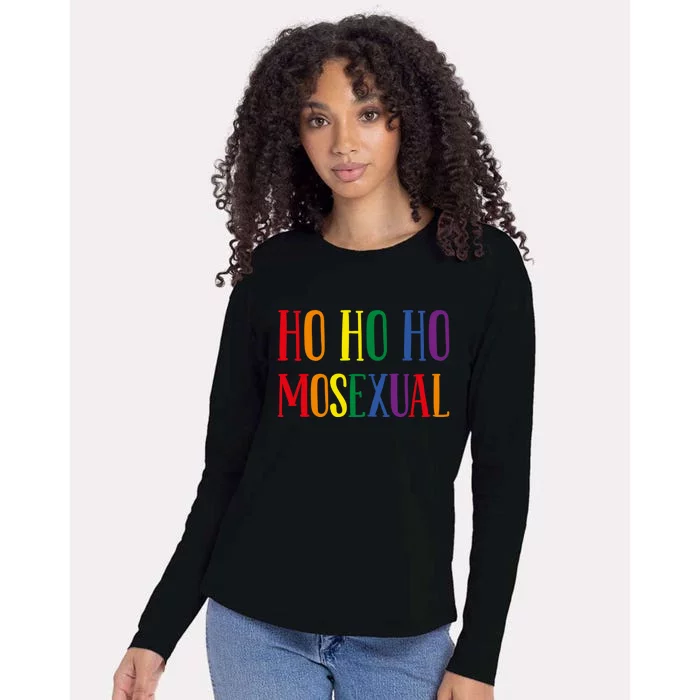 Ho Ho Ho Mosexual Gift Christmas Lgbt Pride Cool Gift Womens Cotton Relaxed Long Sleeve T-Shirt