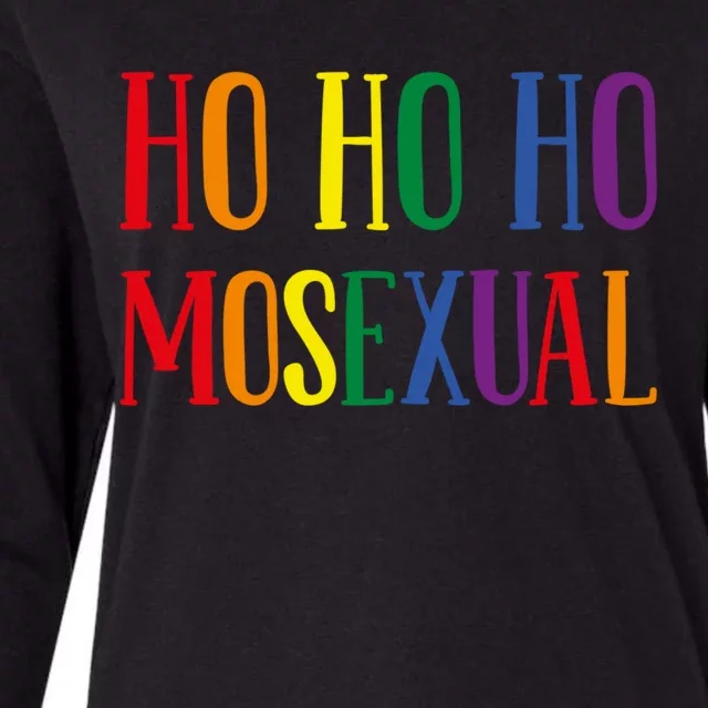 Ho Ho Ho Mosexual Gift Christmas Lgbt Pride Cool Gift Womens Cotton Relaxed Long Sleeve T-Shirt