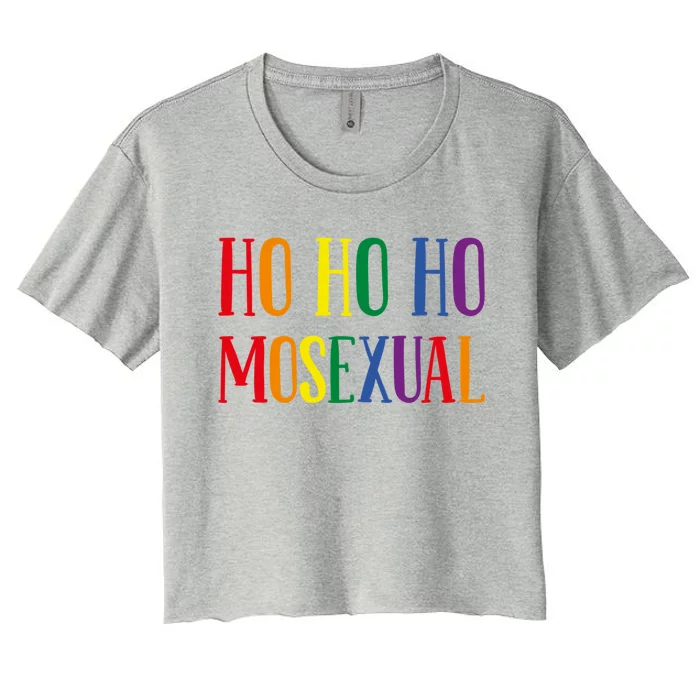 Ho Ho Ho Mosexual Gift Christmas Lgbt Pride Cool Gift Women's Crop Top Tee