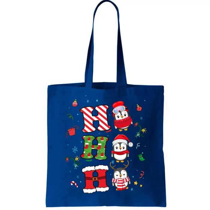 Ho Ho Ho Funny Xmas Christmas Pajamas Santa Penguin Gift Tote Bag