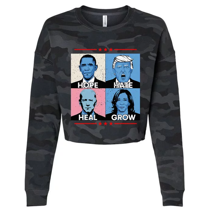 Hope Hate Heal Grow Political Leaders Cropped Pullover Crew