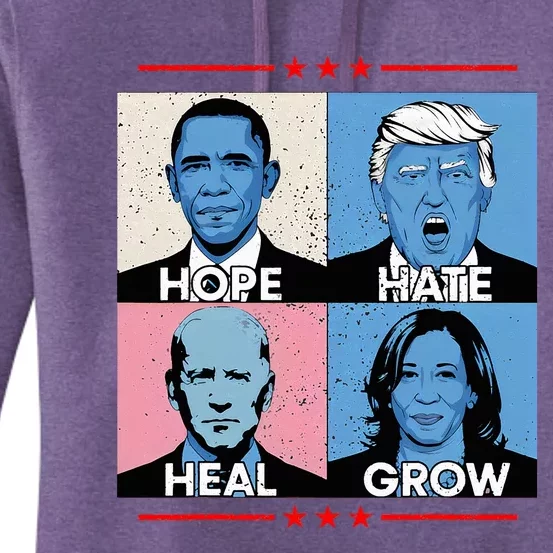 Hope Hate Heal Grow Political Leaders Women's Pullover Hoodie