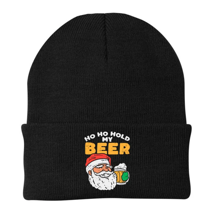 Ho Ho Hold My Beer Santa Funny Christmas Beer Lover Knit Cap Winter Beanie