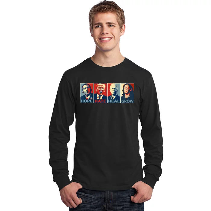 Hope Hate Heal Grow Vote Kamala 2024 Long Sleeve Shirt