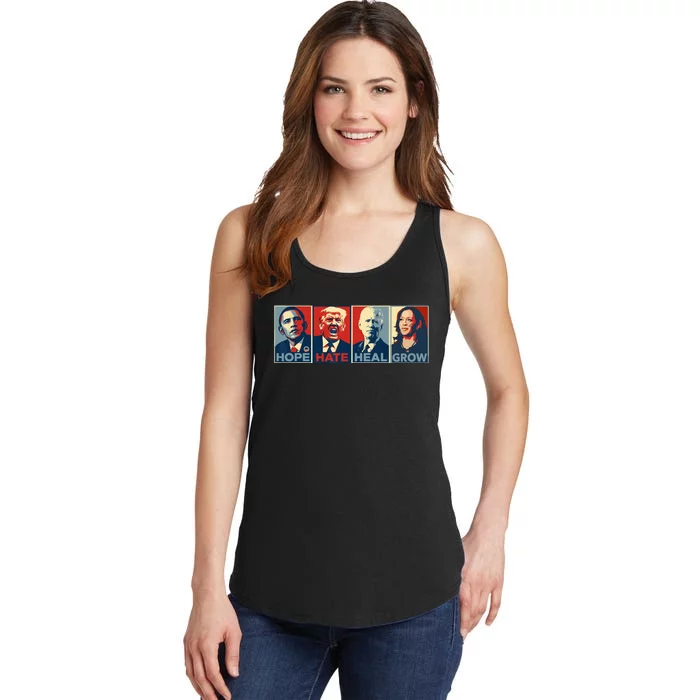 Hope Hate Heal Grow Vote Kamala 2024 Ladies Essential Tank