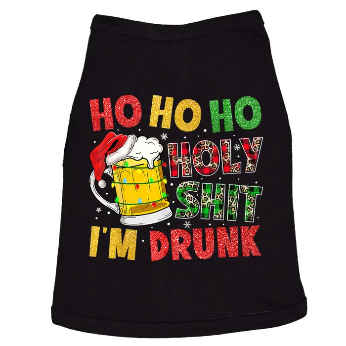 Ho Ho Holy Shit I'm Drunk Beer Santa Hat Christmas Drinking Doggie Tank