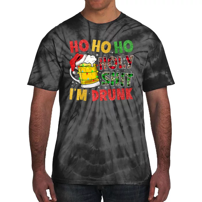 Ho Ho Holy Shit I'm Drunk Beer Santa Hat Christmas Drinking Tie-Dye T-Shirt