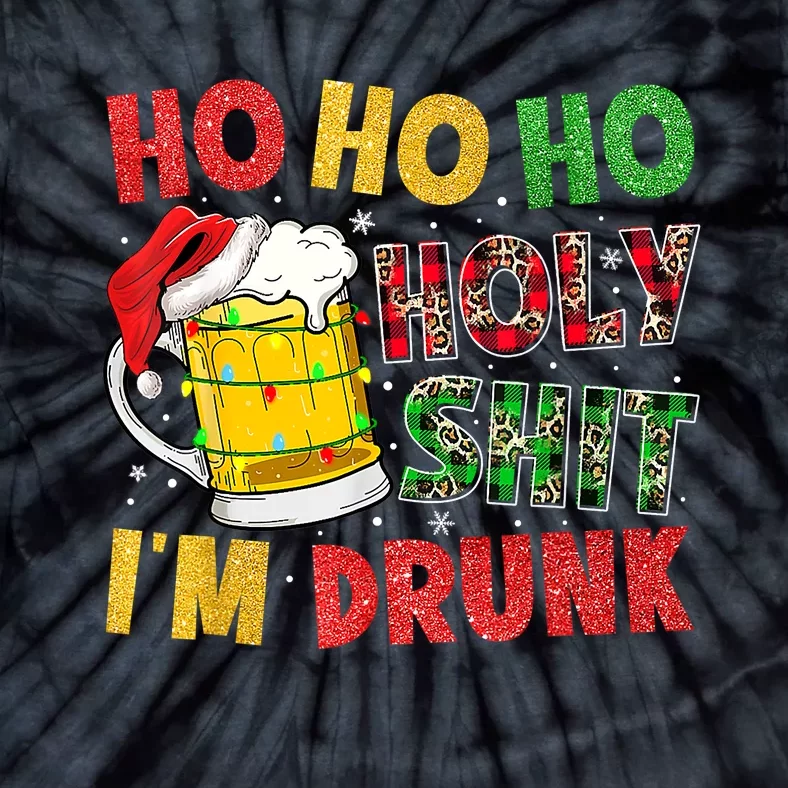 Ho Ho Holy Shit I'm Drunk Beer Santa Hat Christmas Drinking Tie-Dye T-Shirt