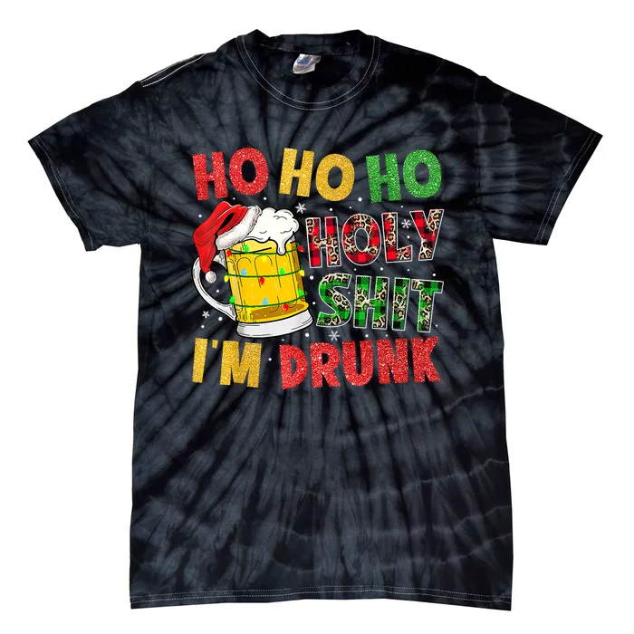 Ho Ho Holy Shit I'm Drunk Beer Santa Hat Christmas Drinking Tie-Dye T-Shirt