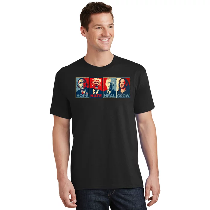 Hope Hate Heal Grow Vote Kamala 2024 T-Shirt