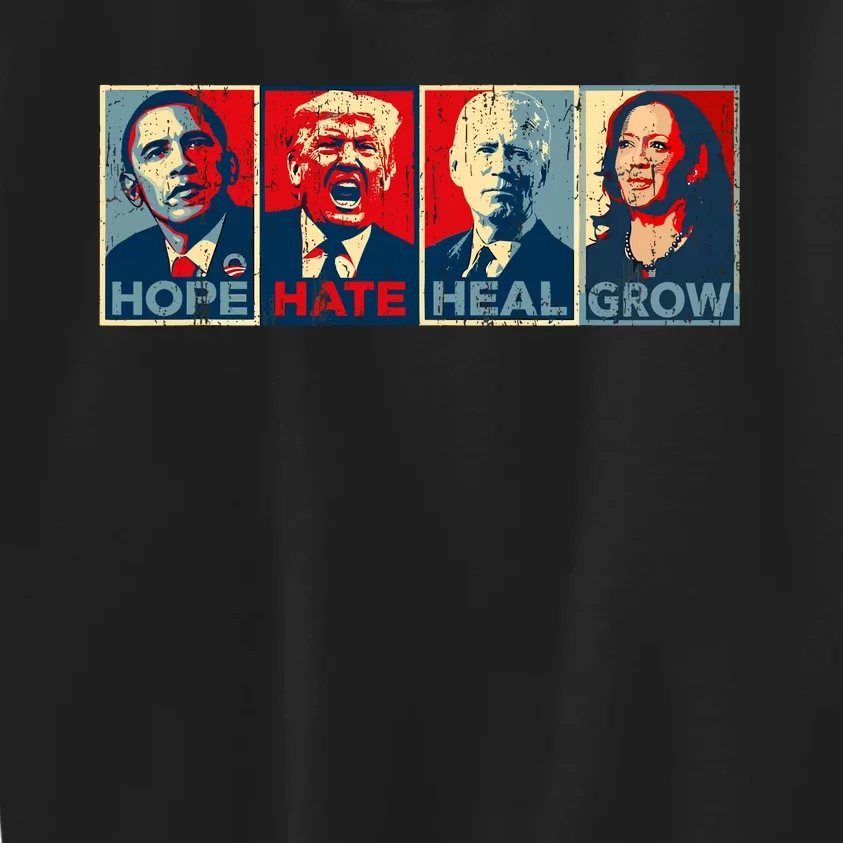 Hope Hate Heal Grow Vote Kamala 2024 Kids Sweatshirt