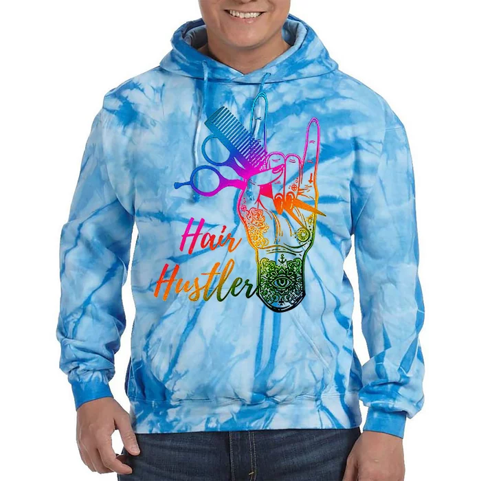 Hair Hustler Hair Stylist Hairdresser Barber Retro Tie Dye Hoodie