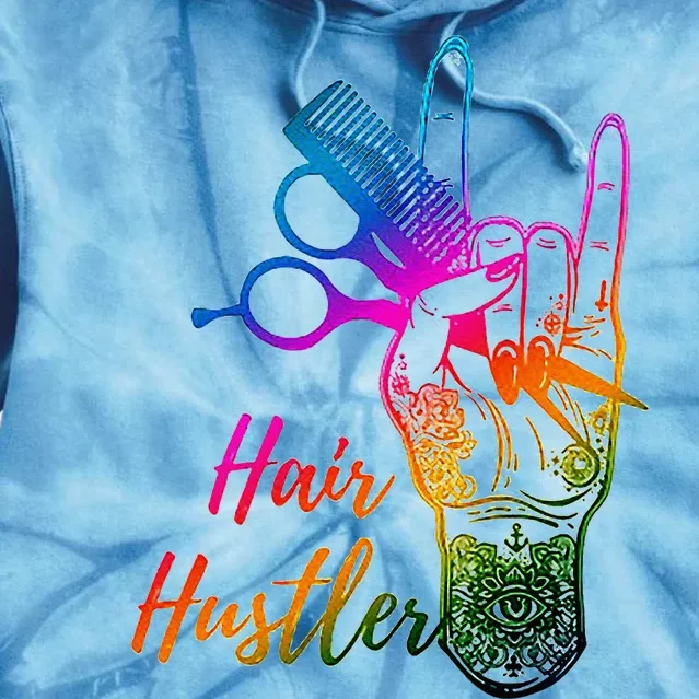 Hair Hustler Hair Stylist Hairdresser Barber Retro Tie Dye Hoodie