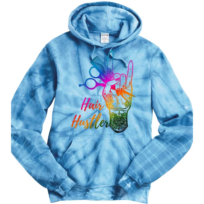 Hair Hustler Hair Stylist Hairdresser Barber Retro Tie Dye Hoodie