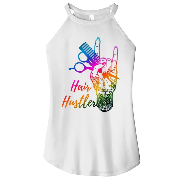 Hair Hustler Hair Stylist Hairdresser Barber Retro Women’s Perfect Tri Rocker Tank