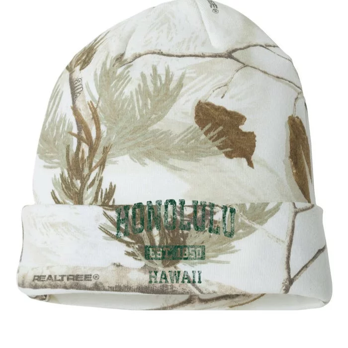 Honolulu Hawaii Hi Vintage Athletic Sports Design Kati - 12in Camo Beanie