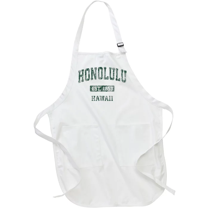 Honolulu Hawaii Hi Vintage Athletic Sports Design Full-Length Apron With Pocket