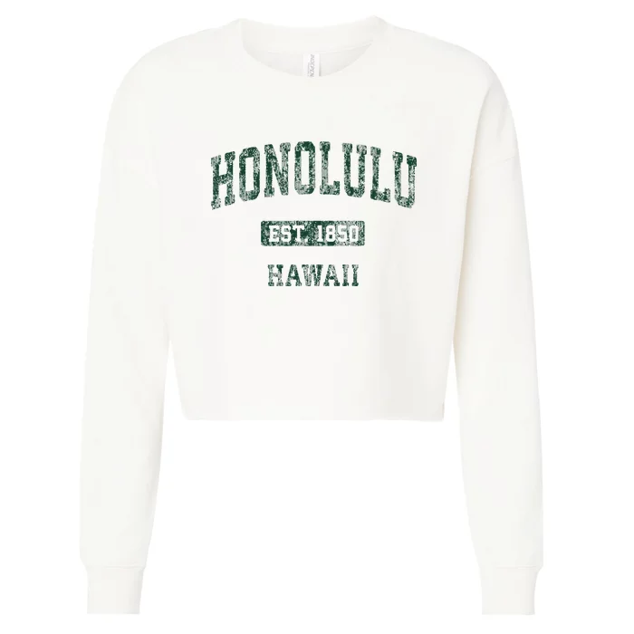 Honolulu Hawaii Hi Vintage Athletic Sports Design Cropped Pullover Crew