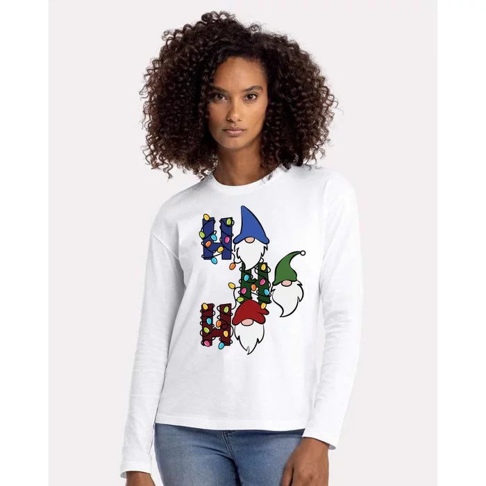 Ho Ho Ho Gnome Jolly Christmas Womens Cotton Relaxed Long Sleeve T-Shirt