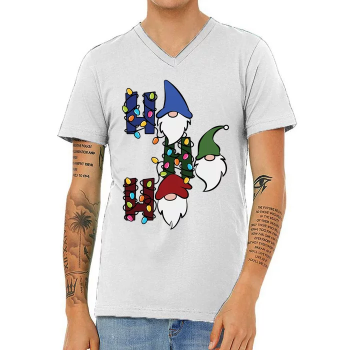 Ho Ho Ho Gnome Jolly Christmas V-Neck T-Shirt