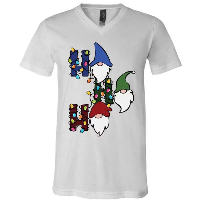 Ho Ho Ho Gnome Jolly Christmas V-Neck T-Shirt