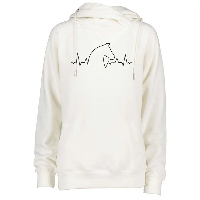 Heartbeat Horse Horseback Riding Gift Womens Funnel Neck Pullover Hood