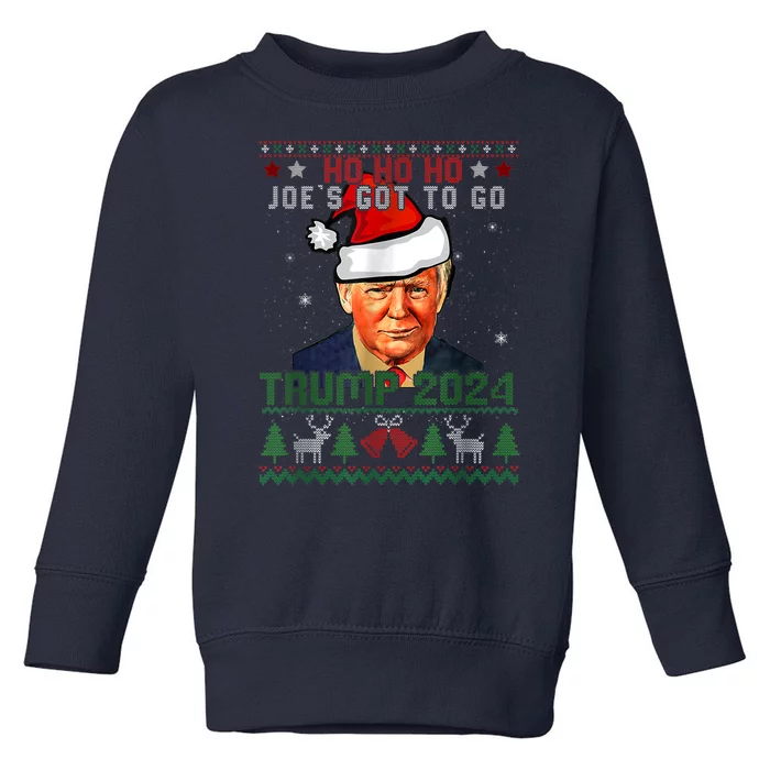 Ho Ho Ho JoeS Got To Go Trump 2024 Toddler Sweatshirt