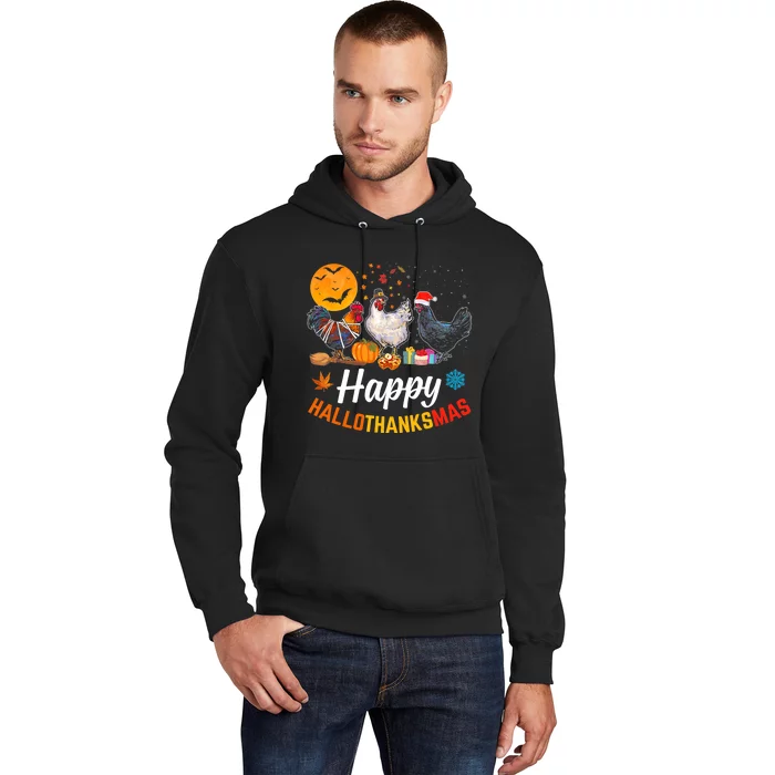 Happy HalloThanksMas Halloween Thanksgiving Xmas Chicken Hoodie