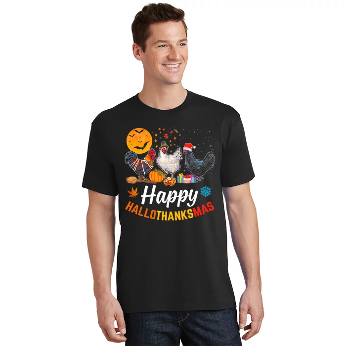 Happy HalloThanksMas Halloween Thanksgiving Xmas Chicken T-Shirt