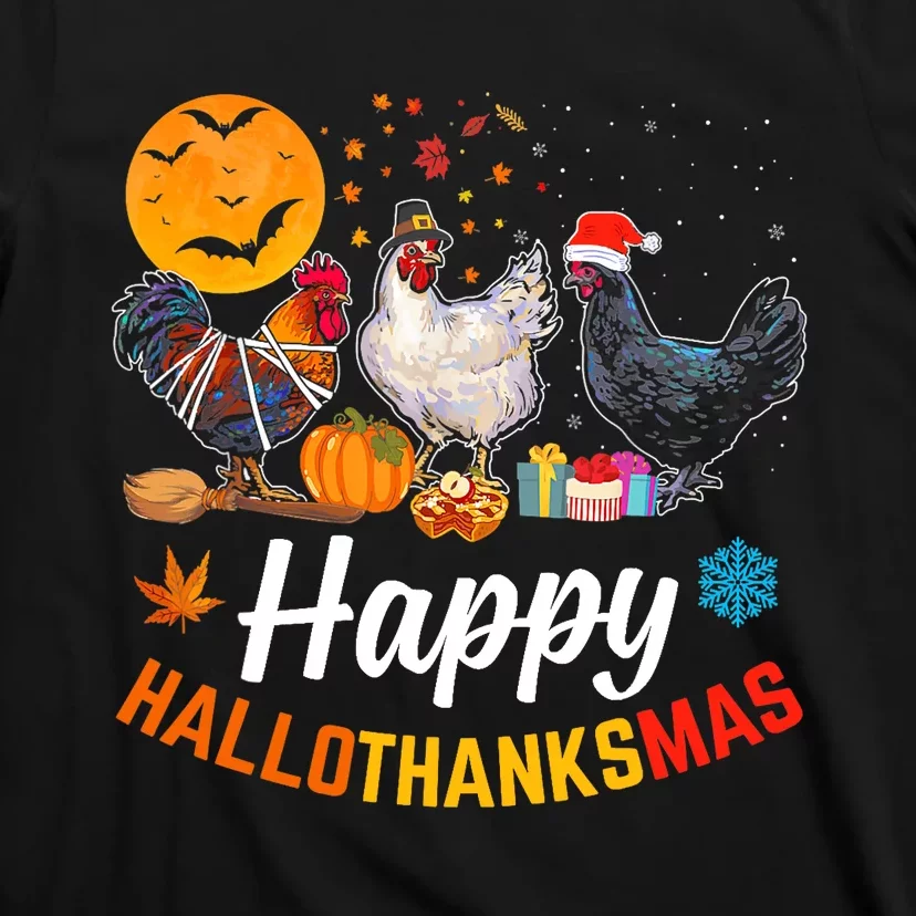 Happy HalloThanksMas Halloween Thanksgiving Xmas Chicken T-Shirt