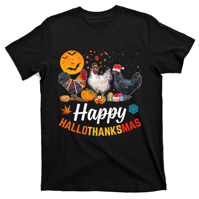 Happy HalloThanksMas Halloween Thanksgiving Xmas Chicken T-Shirt