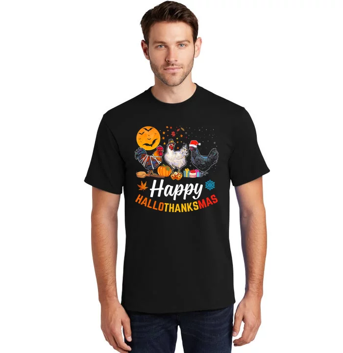 Happy HalloThanksMas Halloween Thanksgiving Xmas Chicken Tall T-Shirt